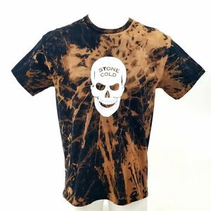 STONE COLD STEVE AUSTIN Acid Wash, Distressed Skull Logo Wrestling Tee Rap Tee